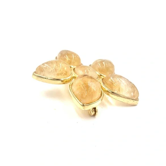 FRANCESCA ROMANA GOLDEN CITRINE FLOWER PIN BROOCH - Picture 6 of 9